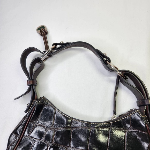 Vintage Dooney & Bourke Alligator Embossed Purse Hand Bag Leather Dark Brown - Picture 7 of 12